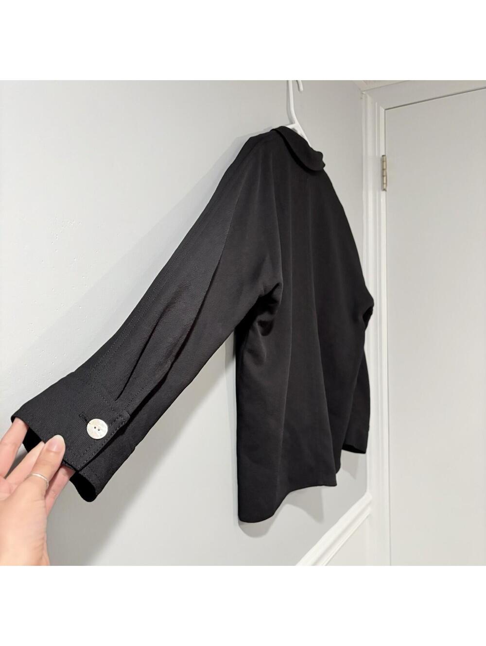 Aritzia Wilfred Black Crepe Overshirt Button Front Oversized Blazer Blouse XXS - Picture 5 of 9